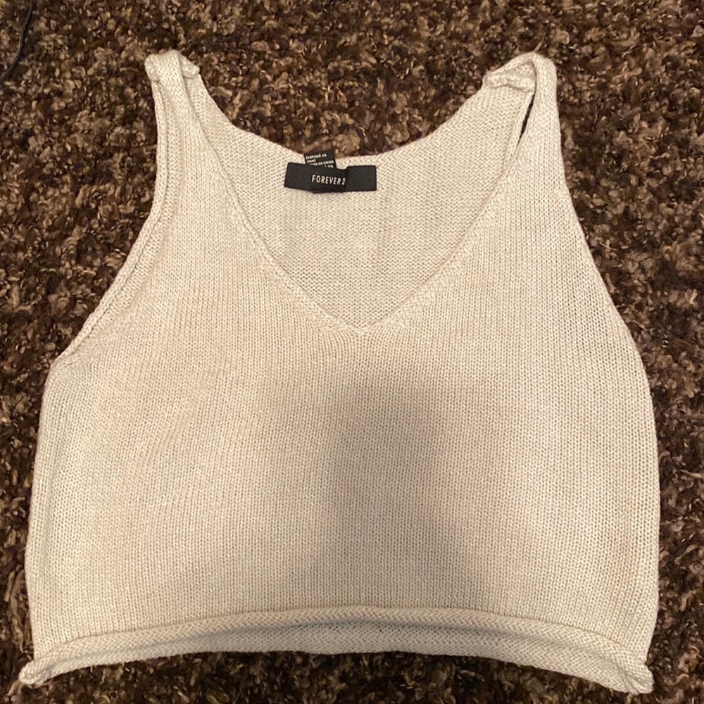 woven white cami crop top